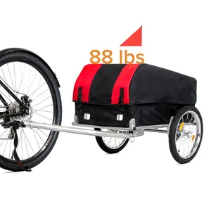DONEXT Bike Cargo Trailer 88 lb Capacity Heavy-Duty Foldable Cart with 16" All-Terrain Wheels & Waterproof Cover for Camping Groceries Collapsible Folding Wagon