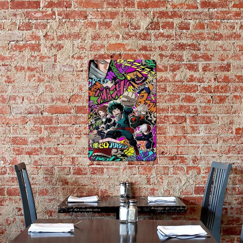 My Hero Academia High Quality 8x12 Plate Metal Painting Set Reusable Durable Iron Art Canvas for Artist Wall Decor Poster Room Ornaments Artistic Print Photo Industrial Outdoors