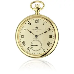 Unitron Enterprise  IP-Plated Stainless Steel Open Face Gold Dial Pocket Watch