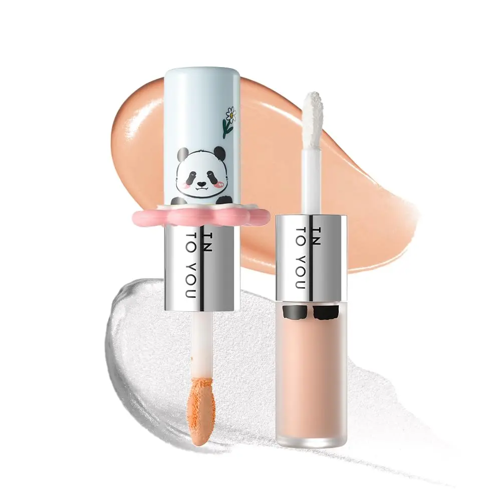 M.Lan Panda Blush & Highlight Duo Stick, Dual-Ended Multi-Use Formula, Natural Glow Enhancer, Cream Texture Long Lasting Highlighter, Contouring, Blush and Concealer, MLD01