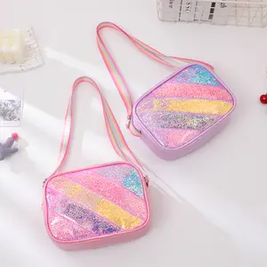 Cute Rainbow Sequin Crossbody Purse for Girls, Sparkly Kids Handbag with Moving Glitter, Adjustable Strap, Durable & Easy-to-Clean PU Leather, Perfect Birthday Holiday Gift for Toddler & Little Girls