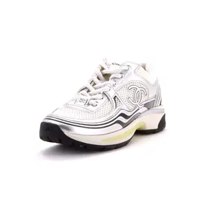 Pre-owned Chanel Women's CC Low-Top Sneakers Mesh and Laminated Leather by Rebag