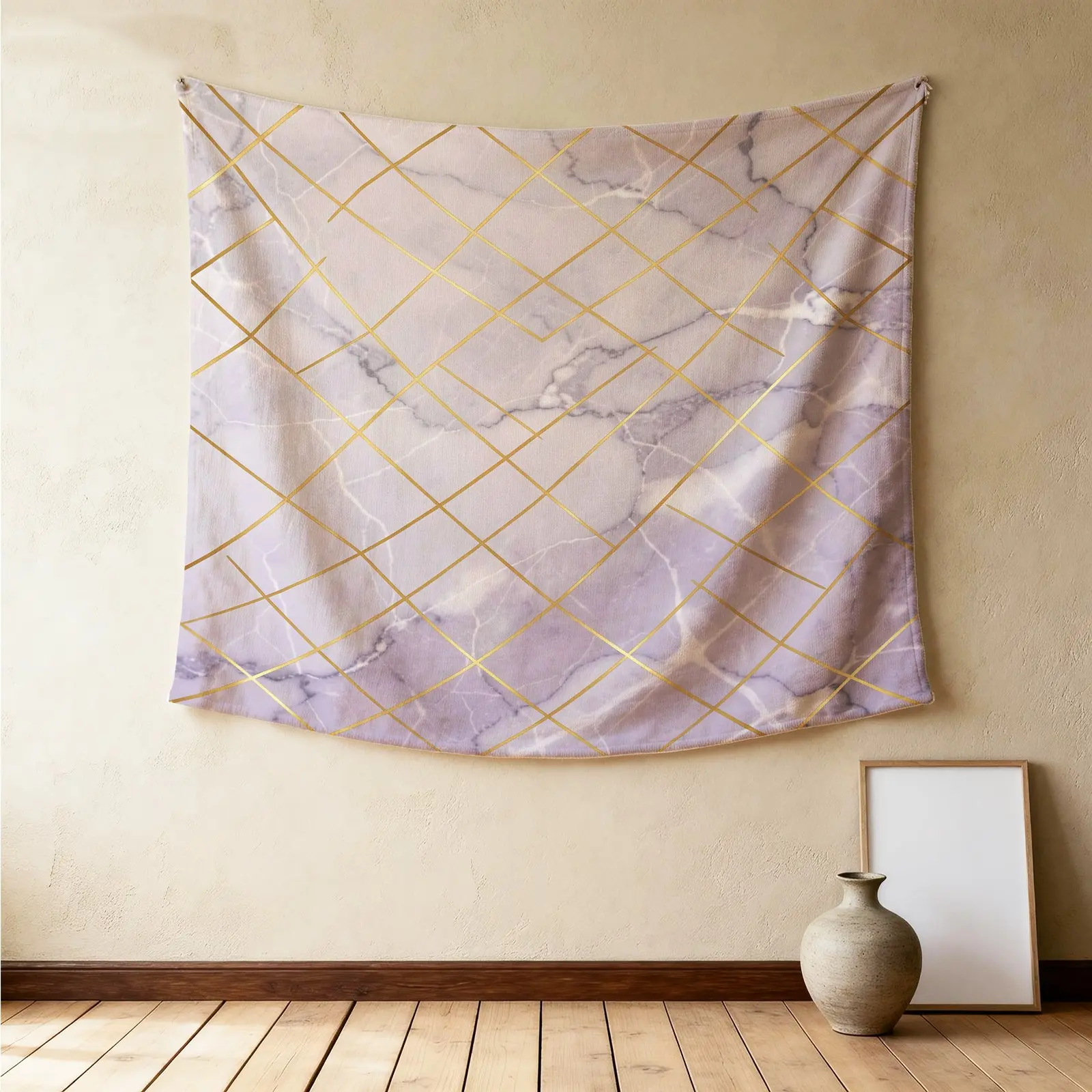 Luxury Marble Texture Wall Tapestry, Gold Line Design, Natural Drape Highly Decorative, Perfect for Graduation Season Dorm Rental Room Wall Renovation