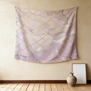 Luxury Marble Texture Wall Tapestry, Gold Line Design, Natural Drape Highly Decorative, Perfect for Graduation Season Dorm Rental Room Wall Renovation