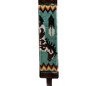 Brazalete made  con Shakiras Reales en Guatemala - Design of a Horse, Handmade with Real Shakiras stones and real Leather