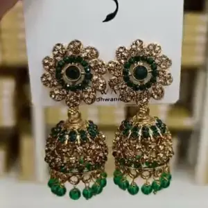 Beautiful Party Wear Earrings - very high quality earrings, Elegant Polki Jhumki Design with very light weight jewelry