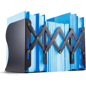 Adjustable Bookends, Expandable 4"-18", Black.