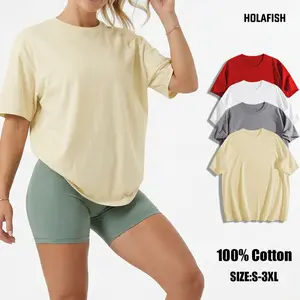 Holafish 1/3Pcs Womens Short Sleeve T Shirts Trendy Crew Neck Loose Workout Tee  Lightweight Summer Cotton Gym Tops,Comfortable Casual Loose Fit Basic Tshirt