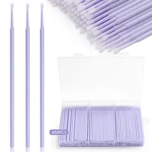 400 Pcs Micro Applicator Brushes, Microswabs for eyelash extensions,Disposable 2mm Precision Mascara swab,For Cleaning and Applying Makeup (Light purple)
