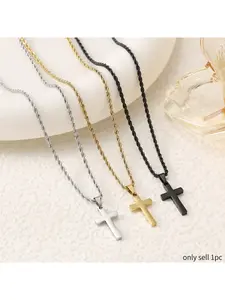 Gold/Silver/Black Tone Cross Pendant Necklace for Men/Women, Dainty Religious Christian Necklace, Elegant Everyday Jewelry