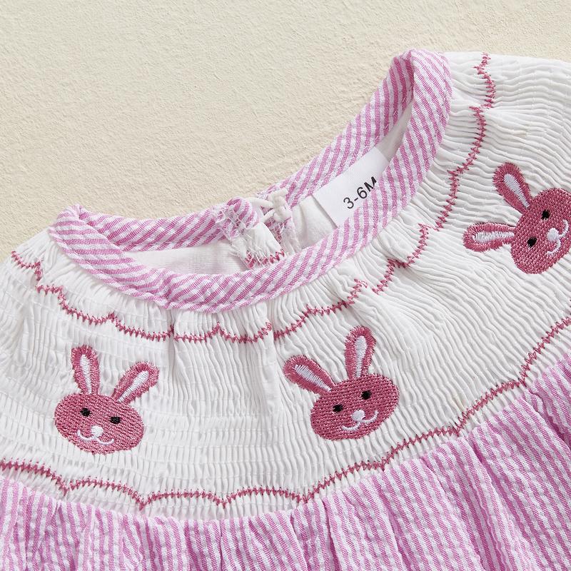 Baby Girl Easter Outfit Infant Bunny Smocked Romper Newborn Rabbit Eggs Easter T Shirt Top Toddler Summer Clothes