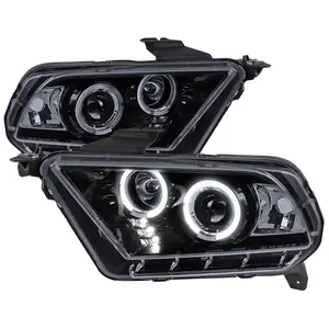 2010-2014 Ford Mustang Dual Halo Projector Headlights (Glossy Black Housing/Smoked Lens)
