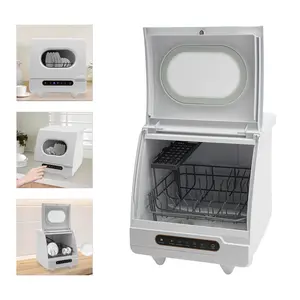 Portable Compact Mini Countertop Dishwasher. Ideal for small spaces. Easy to use and move. Saves time and effort. Clean dishes conveniently.