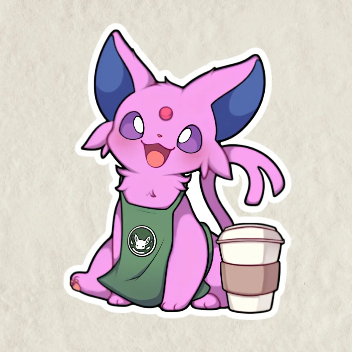 Espeon Waterproof Anime Sticker, Cute Eeveelution Cafe Kawaii Peeker Sticker, Waterproof Vinyl Decal for Laptop, Water Bottle, Car, Gamer Gift
