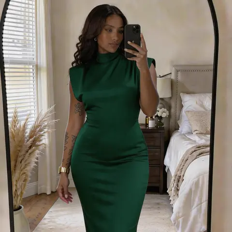Women’s 2026 Spring Summer Breathable Fabric Long Sleeveless Stretchy Bodycon Maxi Dress - Casual Lounge Slip Dress