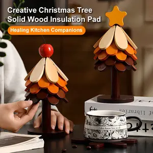 4-layer multi-purpose Christmas tree style heat insulation pad, tableware pad, cup pad, hot pot pad, anti-scalding desktop design - highly suitable for home use, ideal as a Christmas side table decoration
