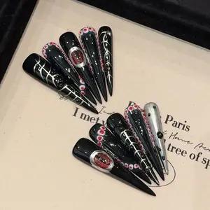 For live streaming Custom Press on Nails - Manicure, Selectable Size/Length, Random Style, Iridescent Glitter Butterfly, Sparkling Accents, Long-Lasting, Live Streaming & Versatile Nail Design Pairing, Suitable for Multiple Occasions