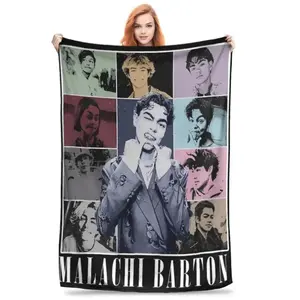 Malachi Barton Blanket Quality Soft Vintage Tour Throw Blanket Winter Kids Adult Living Room Funny Bedspread Flannel Fan Gift Aesthetic Merchandise Celebrity Pop Culture Cozy Vibes Fleece Bedding