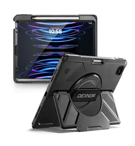 Dexnor Case for iPad Pro 12.9 inch 6th/5th/4th/3rd Gen (2022/2021/2020/2018),Rugged Protective Case with 360° Rotating Hand Strap & Stand & Screen Protector & Pencil Holder Shockproof Cover
