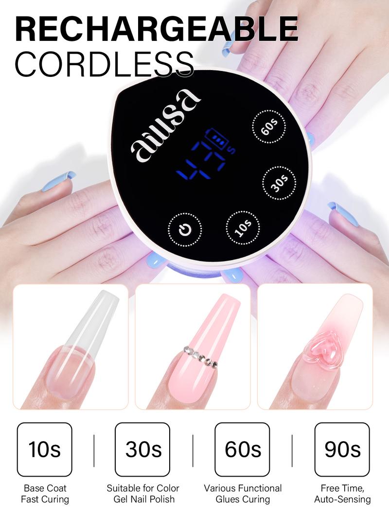 AILLSA Upgraded DIY Nail Kit Medium Square 224pcs Nail Tips in 14 Sizes with Soild Gel Nail Glue,Nail Dehyrator,4 Timers Auto Sensor UV Lamp,3 Gel Polish,Top Coat,Nail Stamp,Cuticle oil, gelx nail,Manicure Fall Nails Birthday&Chritmas Gift for Girl