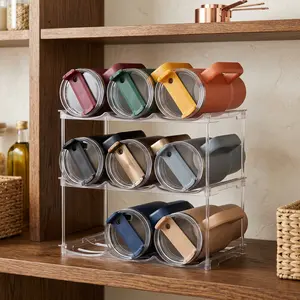 Stackable Water Bottle Organizer 3 Pack Tumbler Holder for Stanley 40oz Cup Kitchen Cabinet Pantry Storage Rack