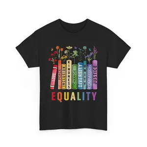 Equal Rights T-Shirt, Book Flower Shirt, Equality Peace Love Kindness Shirts