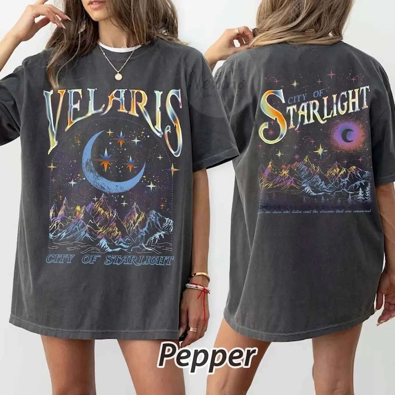 Comfort Colors® Velaris City Of Starlight ACOTAR Two-Sided Sweatshirt, The Night Court Shirt Cotton Sleeve 8GT