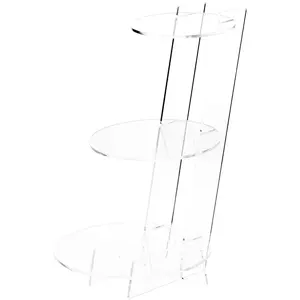 Plymor Clear Acrylic Round Interlocking 3-Level Display Shelf, 15.125" x 9" x 12.5"