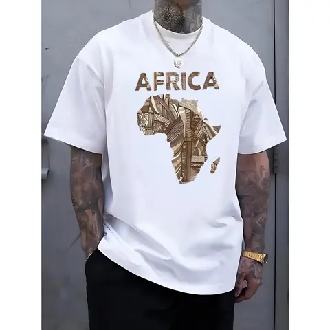 Men's Casual Graphic T-Shirt - Breathable Micro-Elastic Polyester Fabric, Round Neck, Short Sleeve Tee, Regular Cut, Mensfashion Top for Everyday Wear
