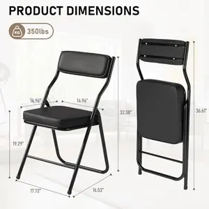 2-Pack Padded Foldable Dining Chairs with Cushion & Steel Frame, Portable Stackable Chairs for Home Office Events, Indoor Outdoor Baby & Maternity Space Black