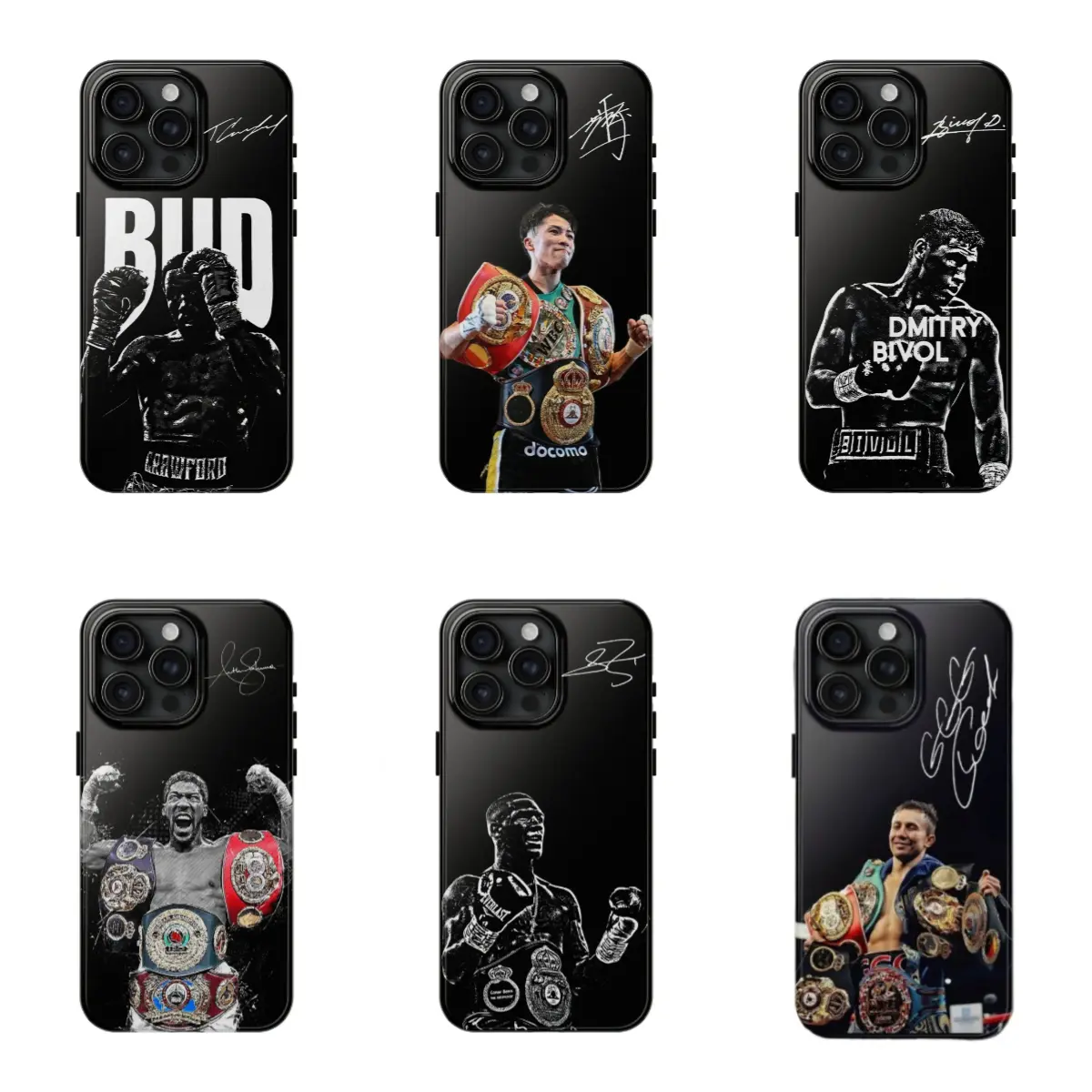 Boxing Legends Signature Shockproof Cellphone Case - Glam Hyperrealism Iconic Fighting Star Black Accessory for Multiple iPhones (12/13/14/15/16/17 Pro Max, 16 Plus), Durable Casing, Holiday Gift for American Boxing Fans, Tpu Soft Shell