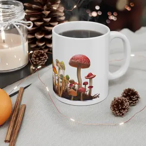 Classic Ceramic Mug 11oz Mushrooms: Durable, Lead & BPA-Free | Perfect for Coffee, Tea, and Hot Chocolate | High-Quality Sublimation Printing