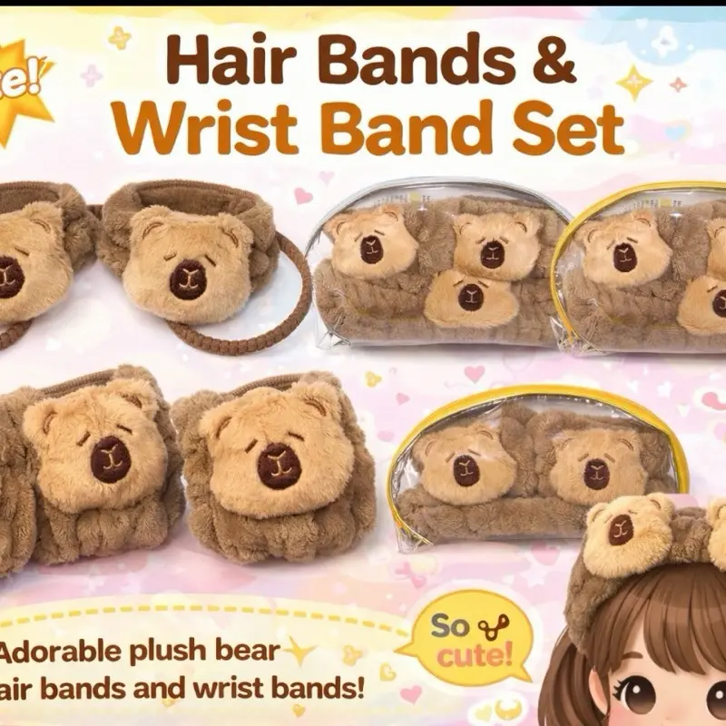 Hair Bands with Wristbands set. Perfect for your daily makeup and skincare routine