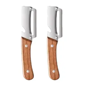 2PCS 2-in-1 Fruit & Vegetable Peeler with Bottle Opener, Sharp Stainless Steel Blade, Wooden Handle, Ergonomic Non-Slip Comfort Grip