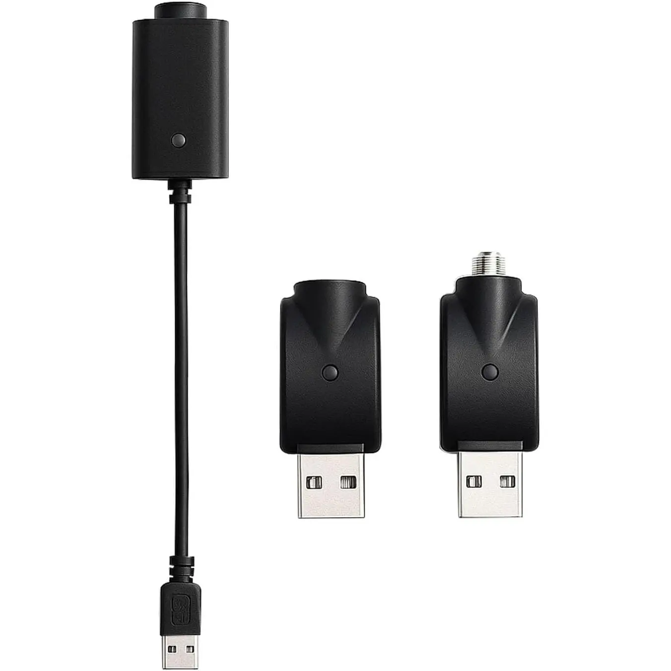 Smart USB Threaded Charging Cable with LED Conversion Indicator Light, 3-Piece Set Smart Overcharge Protection USB Adapter and Wireless Home Soldering Iron Charger (Black)