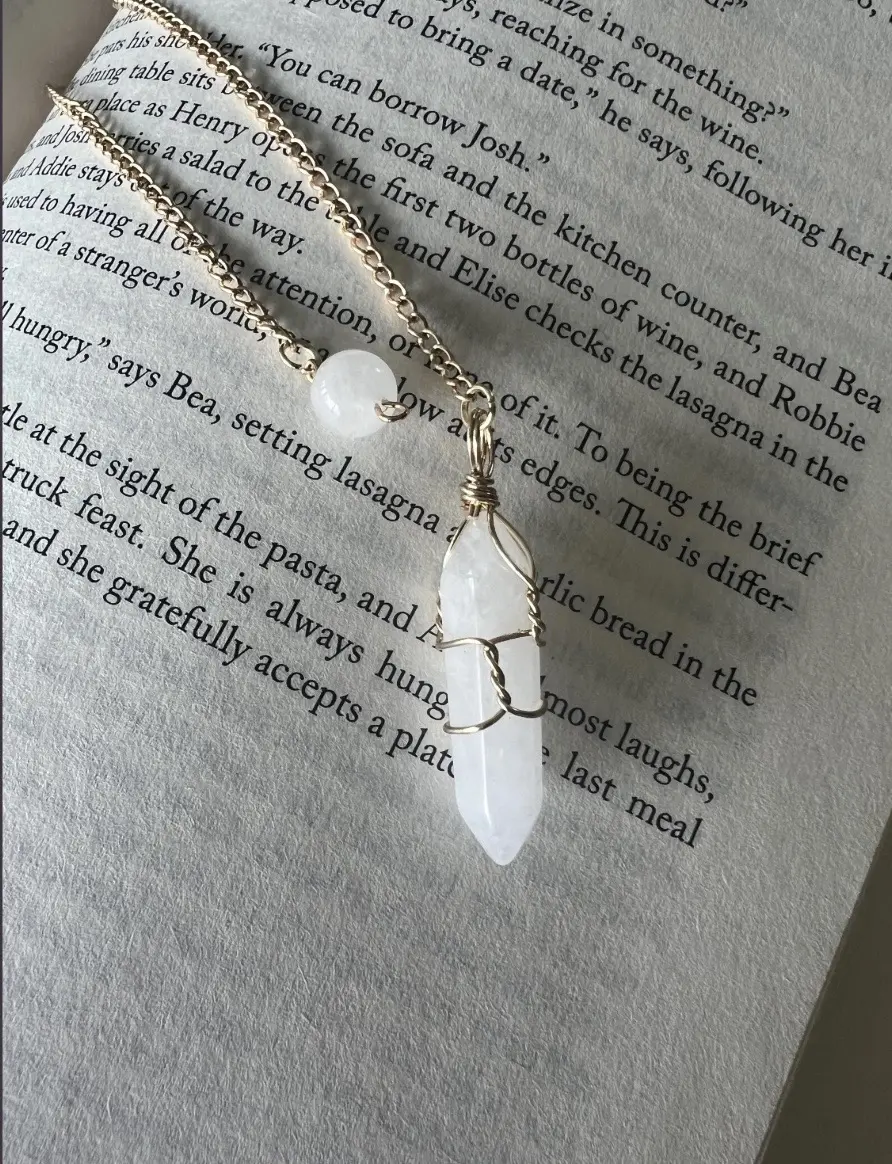Handmade Quartz Gold Chain Bookmark | Real Crystal Reading Accessory