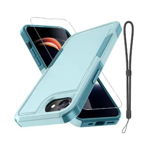 For iPhone 16E Case with Screen Protector – Military Grade Shockproof Cover with Wrist Lanyard Strap, Mint Green, Compatible with 2025 Release Protection Smartphone