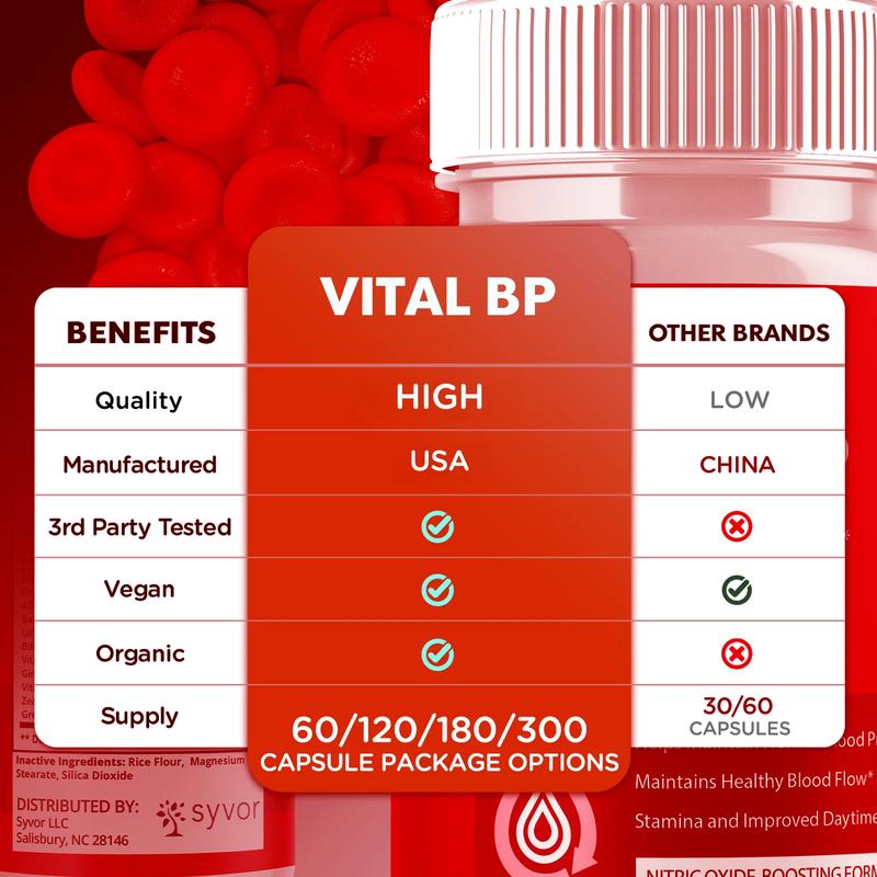 (1 Pack) Vital BP Advanced Blood Support Vitamin Formula VitalBP 60 Capsules