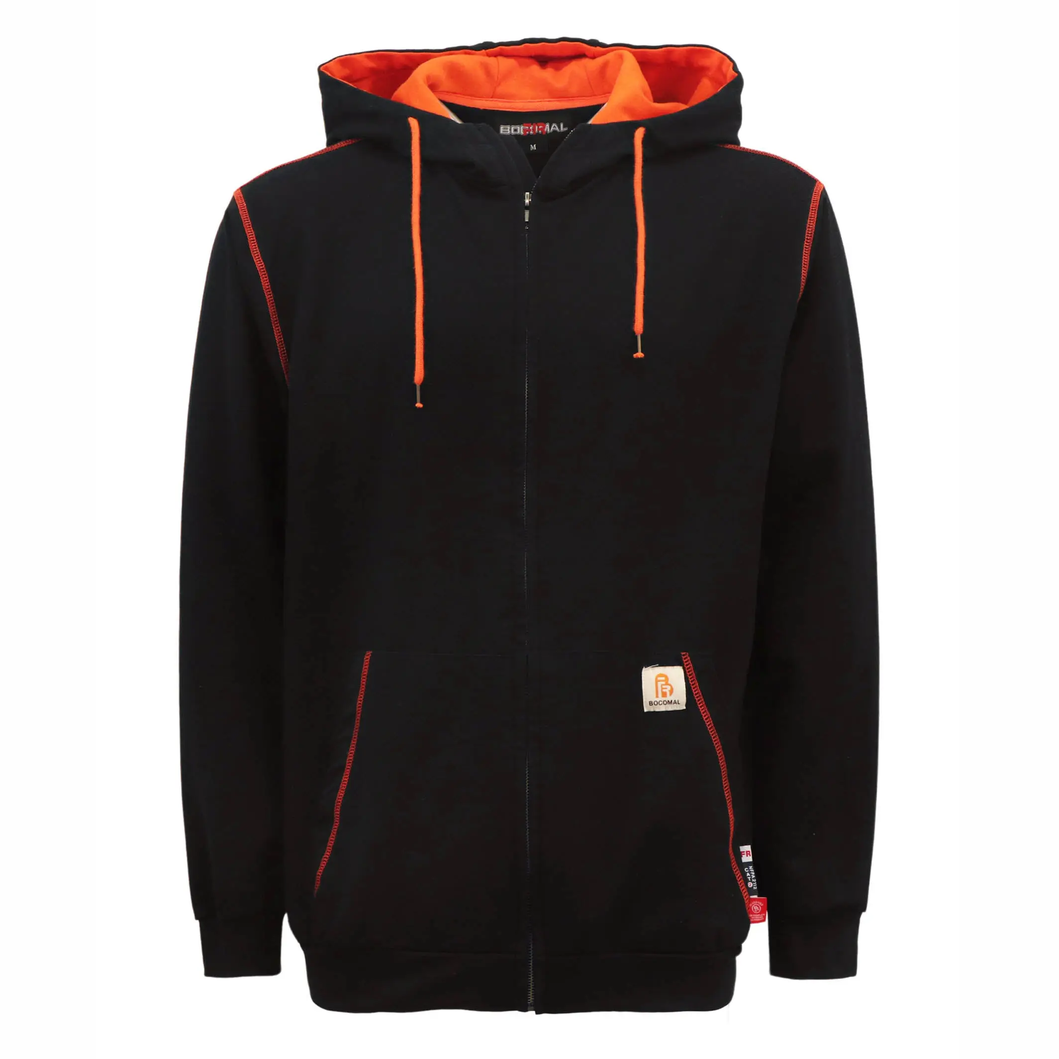 BOCOMAL 7.5oz Classic Zipper Hoodie with Decorative Thread-1513, Men's Fashion Cotton Soft Sweatshirt Top for Work & Special Occasions