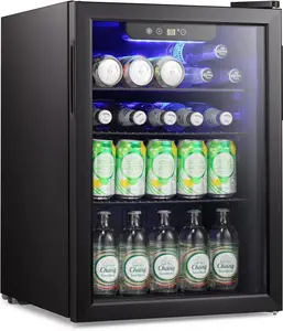 Antarctic Star 95 Can Beverage Refrigerator, 2.6 Cu.Ft Mini Drink Fridge with Glass Door, Touch Screen, Adjustable Shelves, Quiet Compressor Cooler for Soda, Beer, Wine, Home, Office, Bar