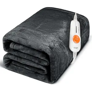 Electric Heated Blanket Throw,Double Flannel Electric Throw with 3 Heating Levels,ETL&FCC Certified, 4H Auto Off Overheat Protection,Heating Blanket for Home Office,Gifts,50"x60",Gray