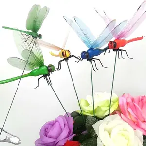 8-16 Pcs Premium Metal 3D Fake Dragonfly Rod Clips – Lightweight Clip-On Design, Voice-Free Natural Bug Repellent, Decorative Wall/Garden Accents for Indoor & Outdoor Use, Organic Living Essential