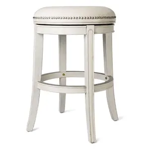 Maven Lane Alexander Round Backless Swivel Bar Stool, White Oak, Bar Height