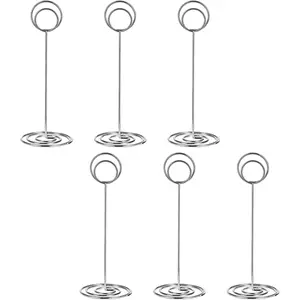 6 Pack 8.75 inch Silver Table Number Holders, Simple Reusable Table Sign Stand Place Card Holder for Name Picture Memo Note, Ideal for Wedding Birthday Party