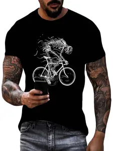 1 piece of cool black T - shirt! Printed with "Fk Around and find out" and a bear pattern. A must - have for street - style men, showing an unruly attitude