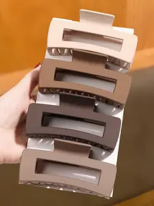 4-piece Square Hair Clip Set, Frosted Non-slip Large Rectangular Hair Claws, Plastic Material, Suitable for All Hairstyles, Fashionable Hollow Design, Essential for Women To Participate in Various Parties and Activities