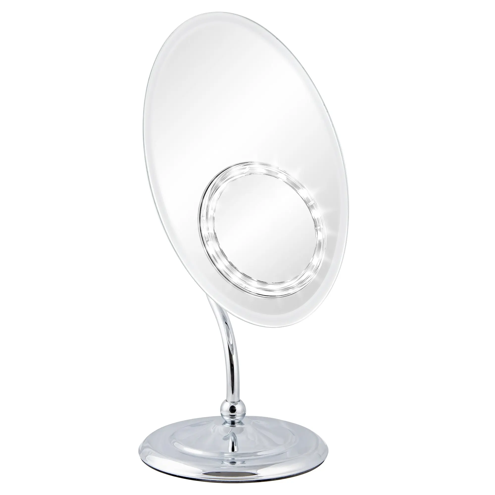 Rucci M961 Elliptical Frameless LED Makeup Mirror with 1x & 10x Magnification Removable Suction Mirror for Precision Grooming