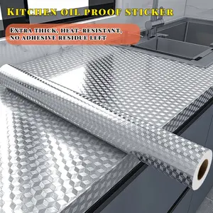 1 Roll Kitchen Peel and Stick Countertop Oil Proof Sticker, Waterproof Heat Resistant Self-Adhesive Wall Sticker, Anti-Mold Removable Residue-Free, Flame Retardant for Cabinet Drawer Stove Home Decor
