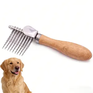 Dog Dematting Brush & Rake | Pet Grooming Detangler Comb for Matted Fur & Undercoat Removal | Ideal for Doodles, Poodles, Goldendoodles, Cats & All Pets