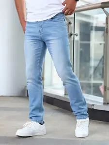 Men's Classic Straight-Leg Jeans – Washed Blue & Black Long Pants with Full-Length Built-in Zipper, Belt-Free Design, Suitable for Business Casual and Daily Wear (All-Season) | Solid Color Casual to Formal Men's Jeans, Slim Fit, Durable and Wear-Resistant